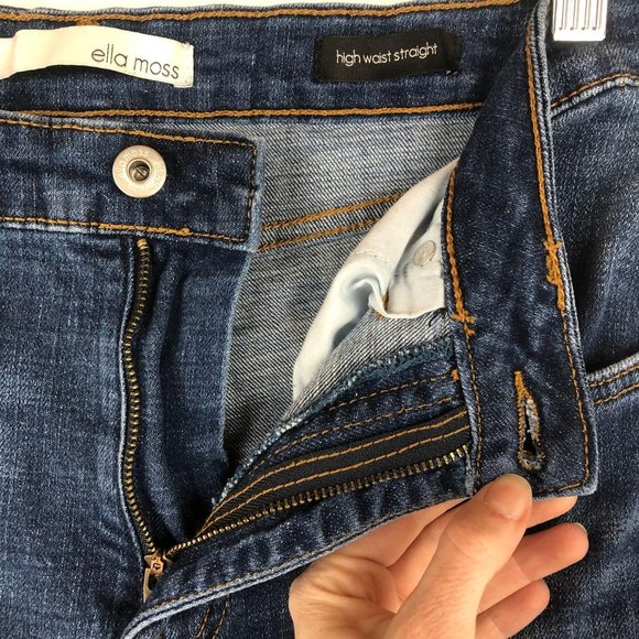 ELLA MOSS High Waist Straight Jeans Women's Size 6 Blue Denim Stretch Zip Fly - Picture 6 of 10